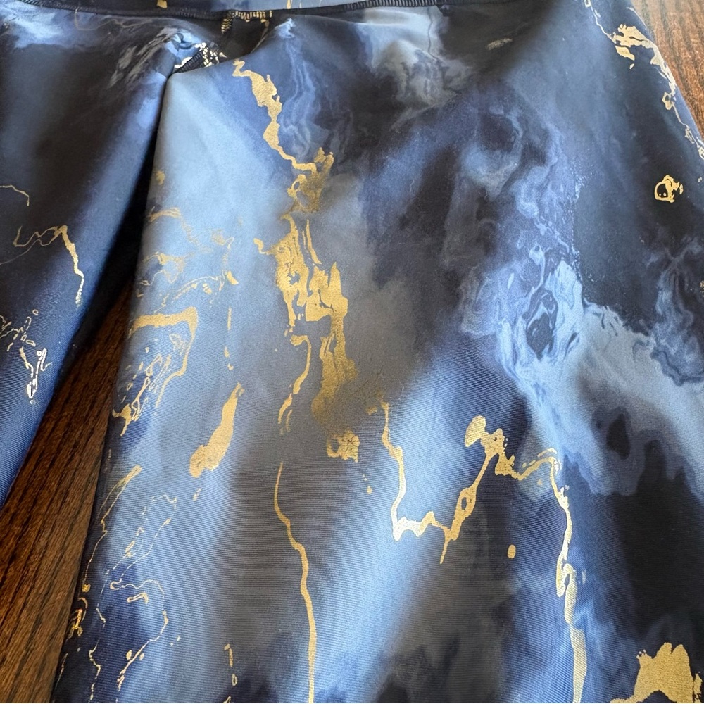 Old Navy Extra High-Waisted PowerSoft Leggings Gold Marble Active Gym Size Large - Picture 4 of 11
